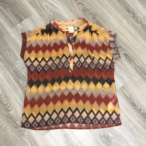 Quiksilver Boho Blouse Women's Size S Print Beach Surf Summer - Picture 1 of 3